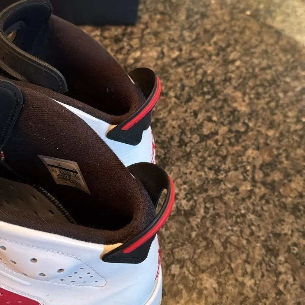 Air Jordan retro 6 Carmine Red and White Sneakers EUC 10.5